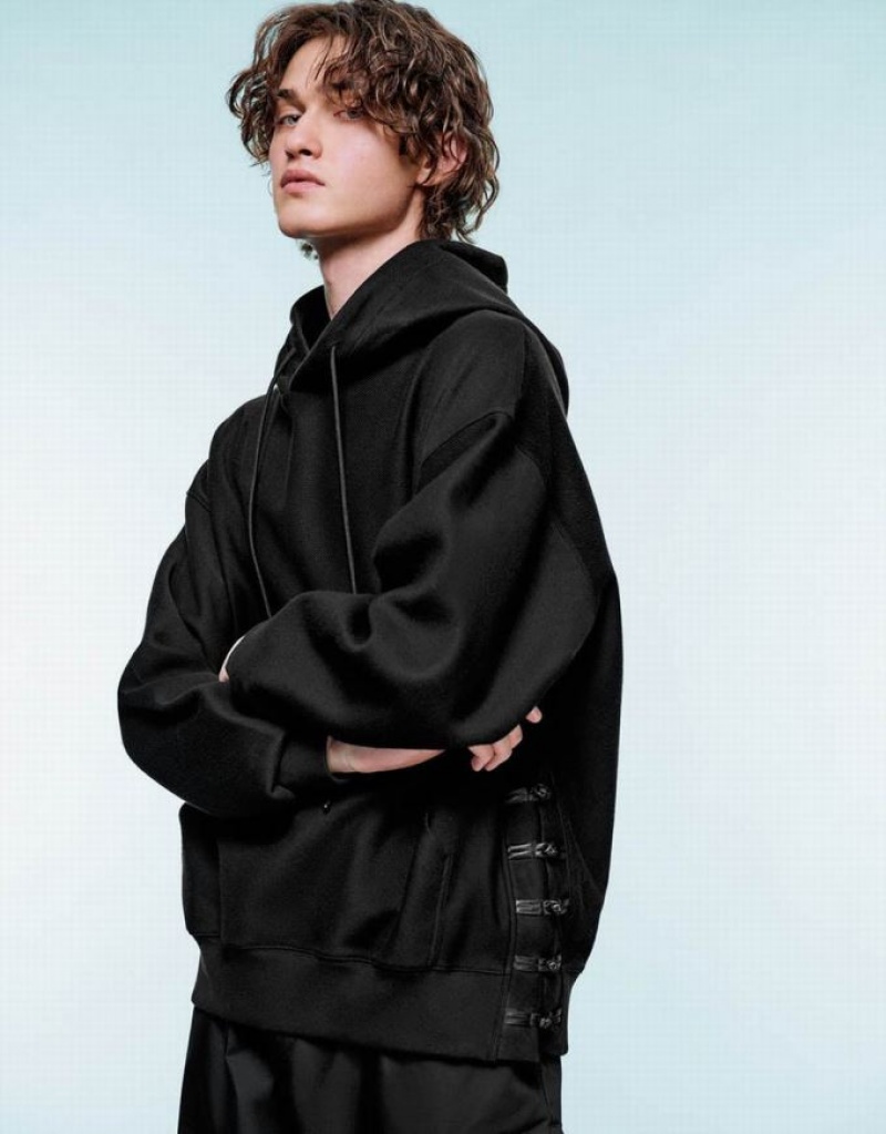 Urban Revivo Oversized Hooded Men's Sweatshirts Black | VWGBQXA-13