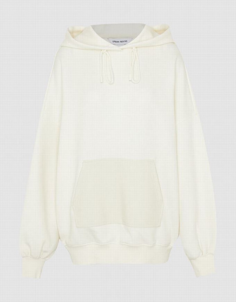 Urban Revivo Oversized Women's Hoodie White | BMRDGUZ-58