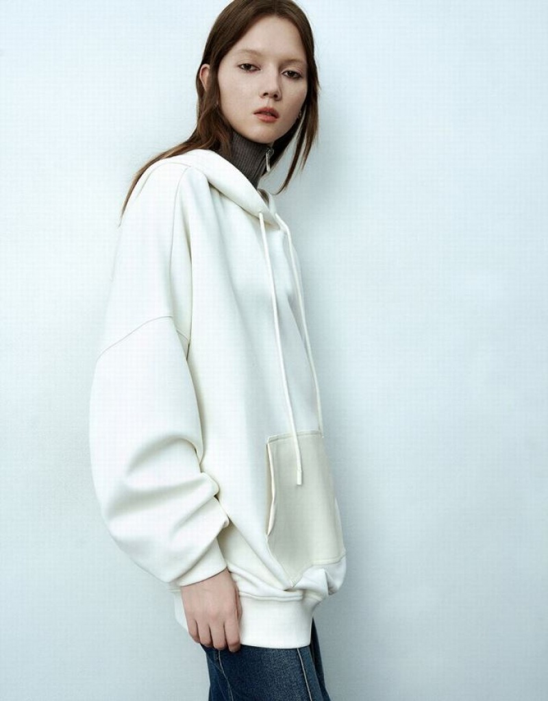 Urban Revivo Oversized Women's Hoodie White | BMRDGUZ-58