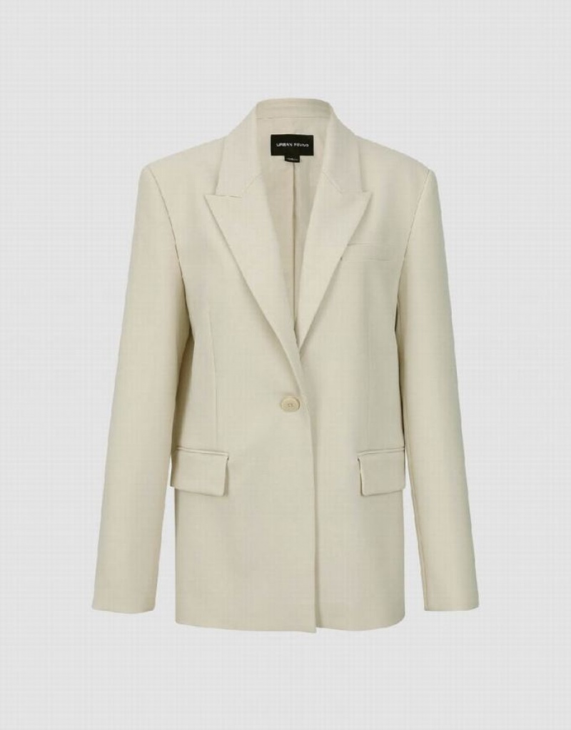 Urban Revivo Peak Lapel Tailored Women's Blazers White | RSGUFYX-08