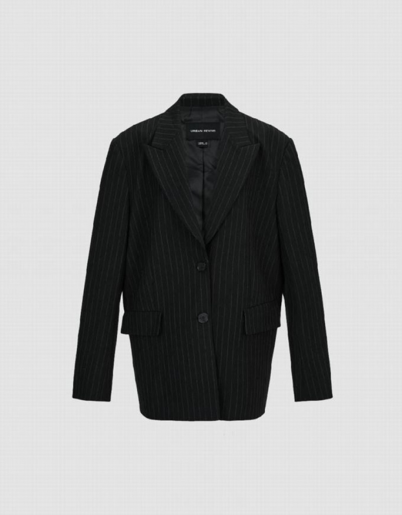 Urban Revivo Peak Lapel Tailored Women's Blazers Black | DEWCQOR-59