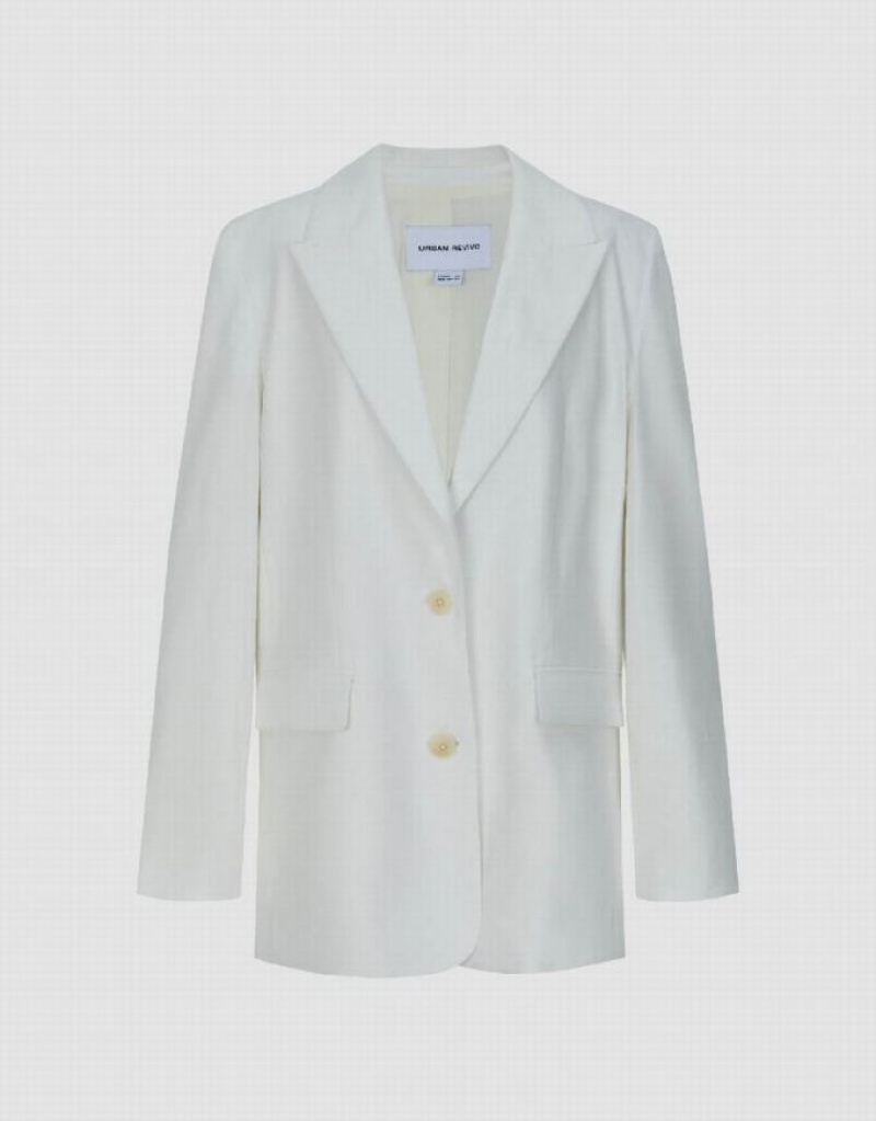 Urban Revivo Peak Lapel Tailored Women's Blazers White | JXODKYE-42