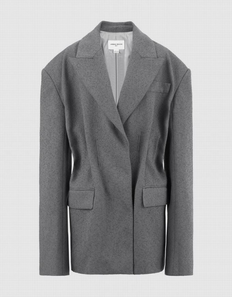 Urban Revivo Peaked Lapel Women's Blazers Grey | XTWVHOM-97