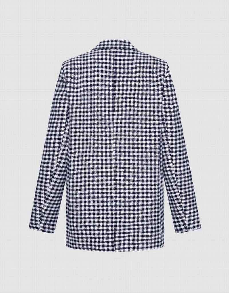 Urban Revivo Plaid Double Breasted Women's Blazers Grey | CFIPVJT-24