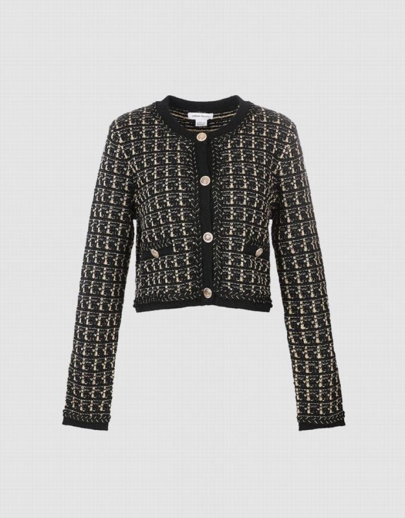 Urban Revivo Plaid Tweed Women's Jacket Black | TKQWUHF-81