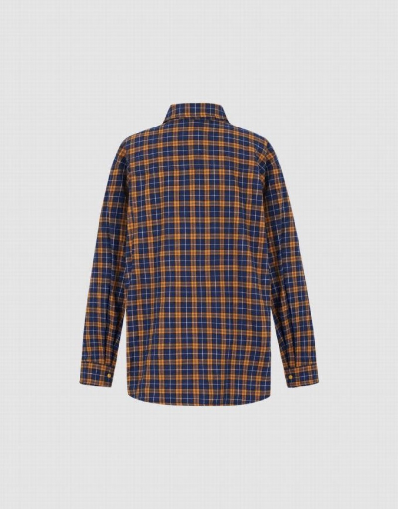 Urban Revivo Plaid Women's Shirts Yellow | BQNIJDX-56