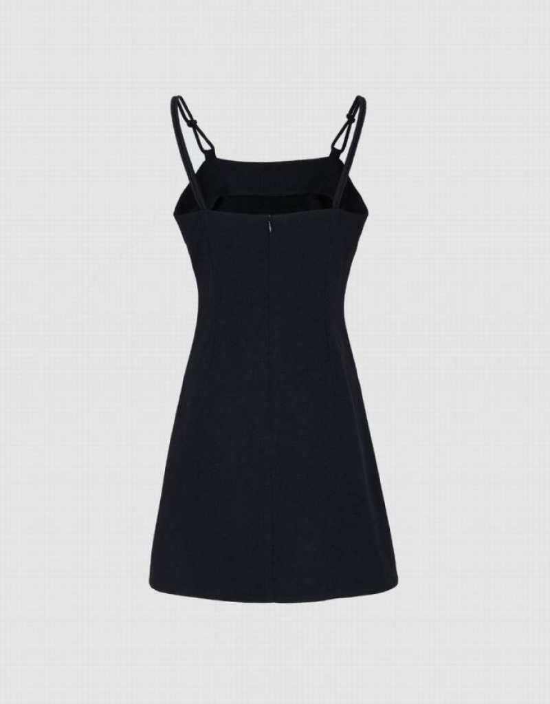 Urban Revivo Plain Cami Women's Denim Dress Black | YXTPOZU-56