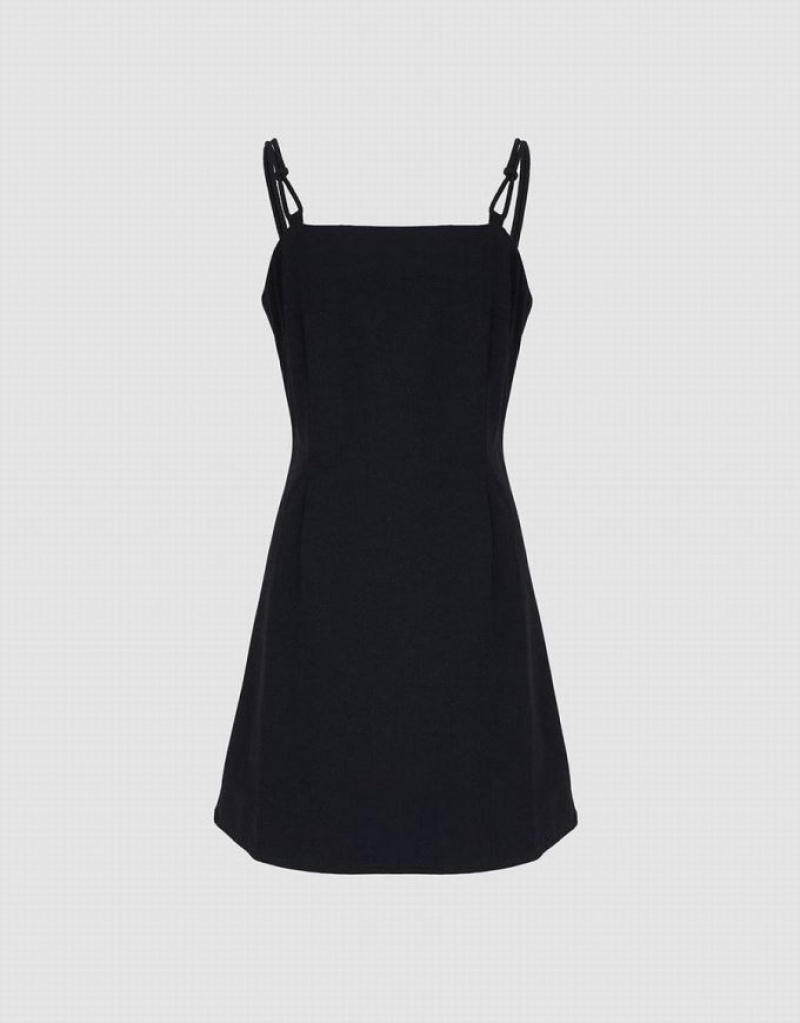 Urban Revivo Plain Cami Women\'s Denim Dress Black | YXTPOZU-56