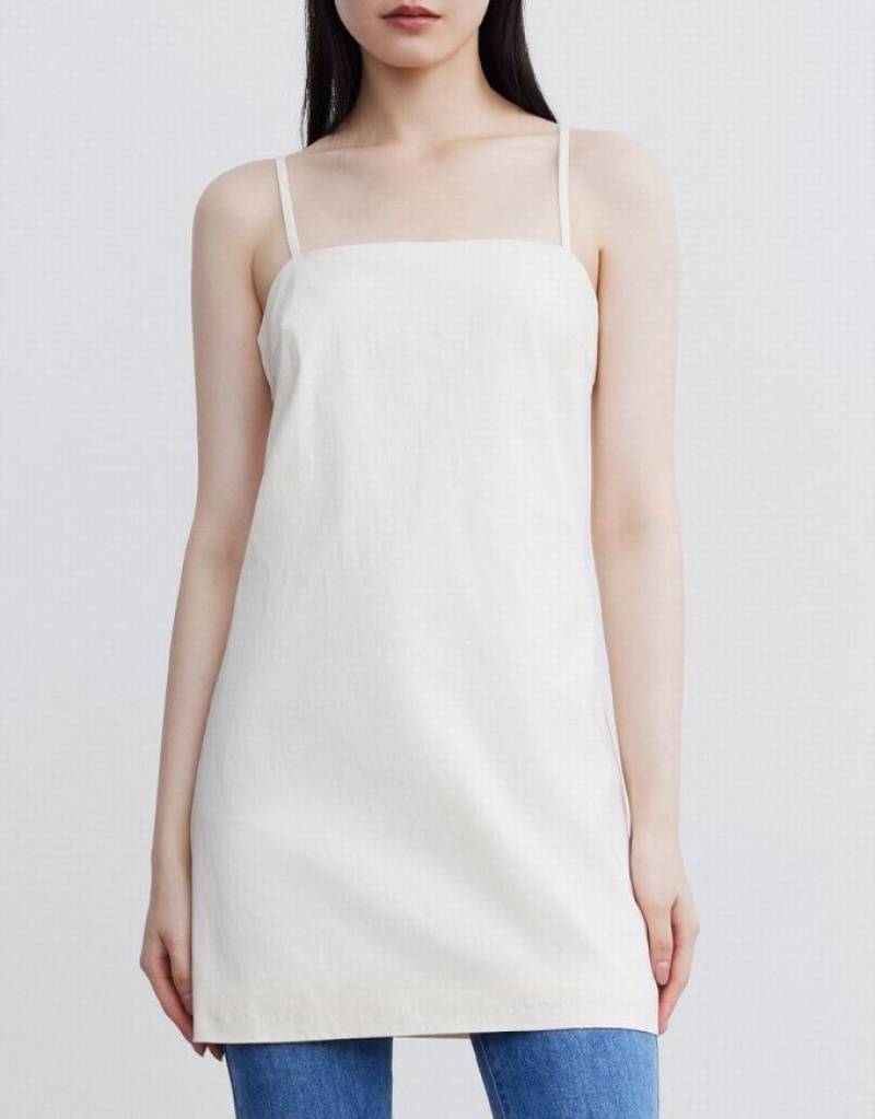 Urban Revivo Plain Cami Women's Dress White | HYKZRTA-72