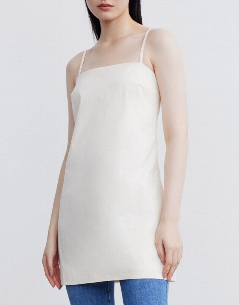 Urban Revivo Plain Cami Women's Dress White | HYKZRTA-72