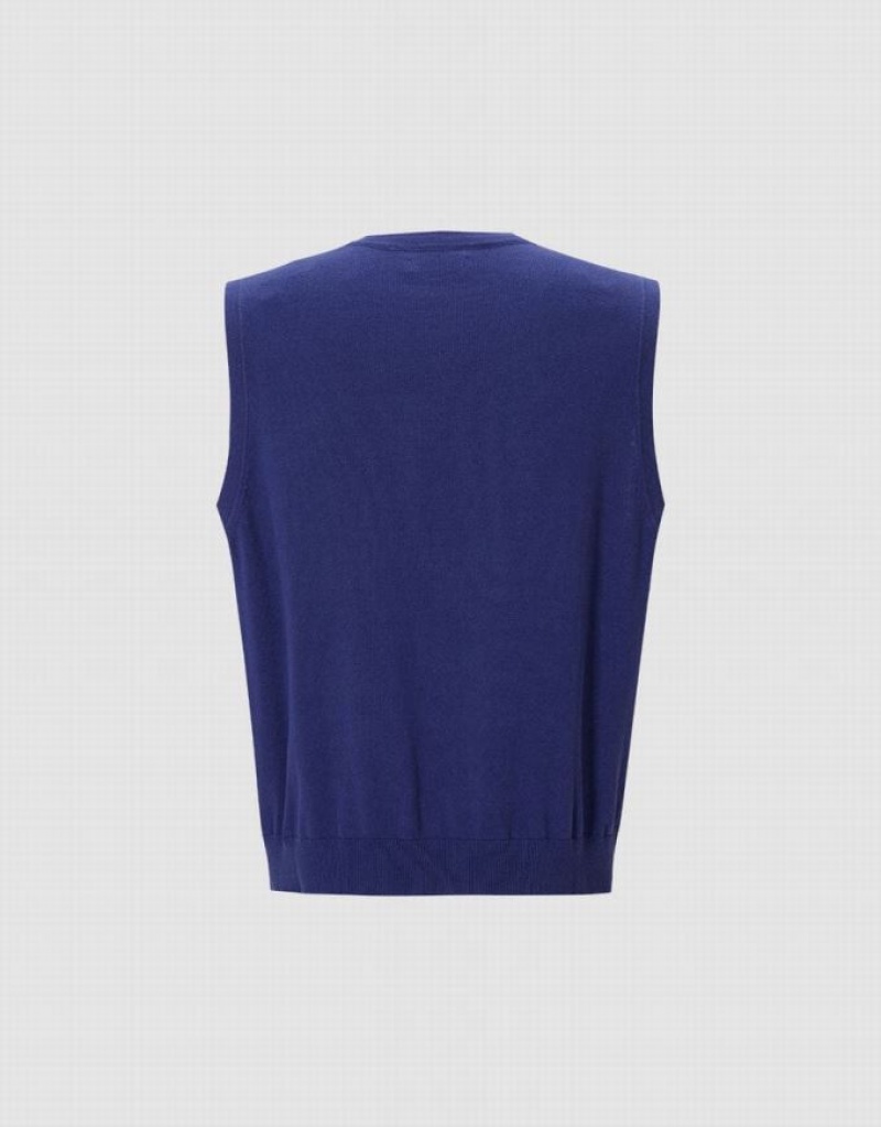 Urban Revivo Plain Men's Sweaters Blue | AIKEBZD-58