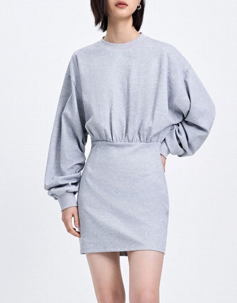 Urban Revivo Plain Women's Casual Dress Grey | KAYQZES-49