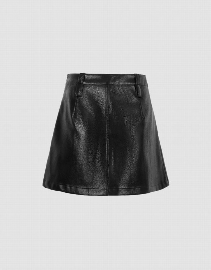 Urban Revivo Pleated Mini A-Line Women's Skirts Black | MIXKJVN-39