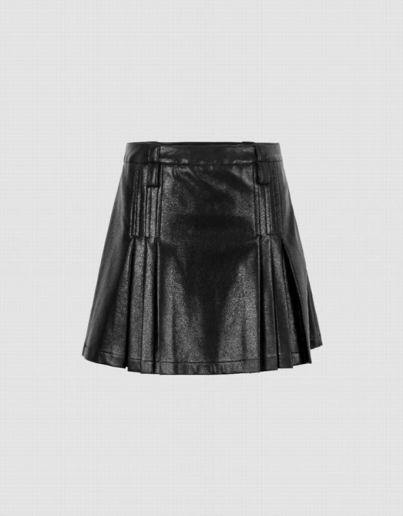 Urban Revivo Pleated Mini A-Line Women\'s Skirts Black | MIXKJVN-39