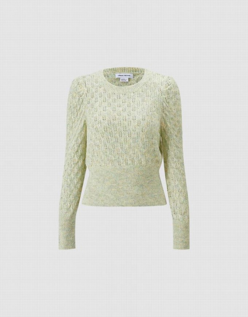 Urban Revivo Pointelle Women's Sweaters Mint | UZDGAIC-28