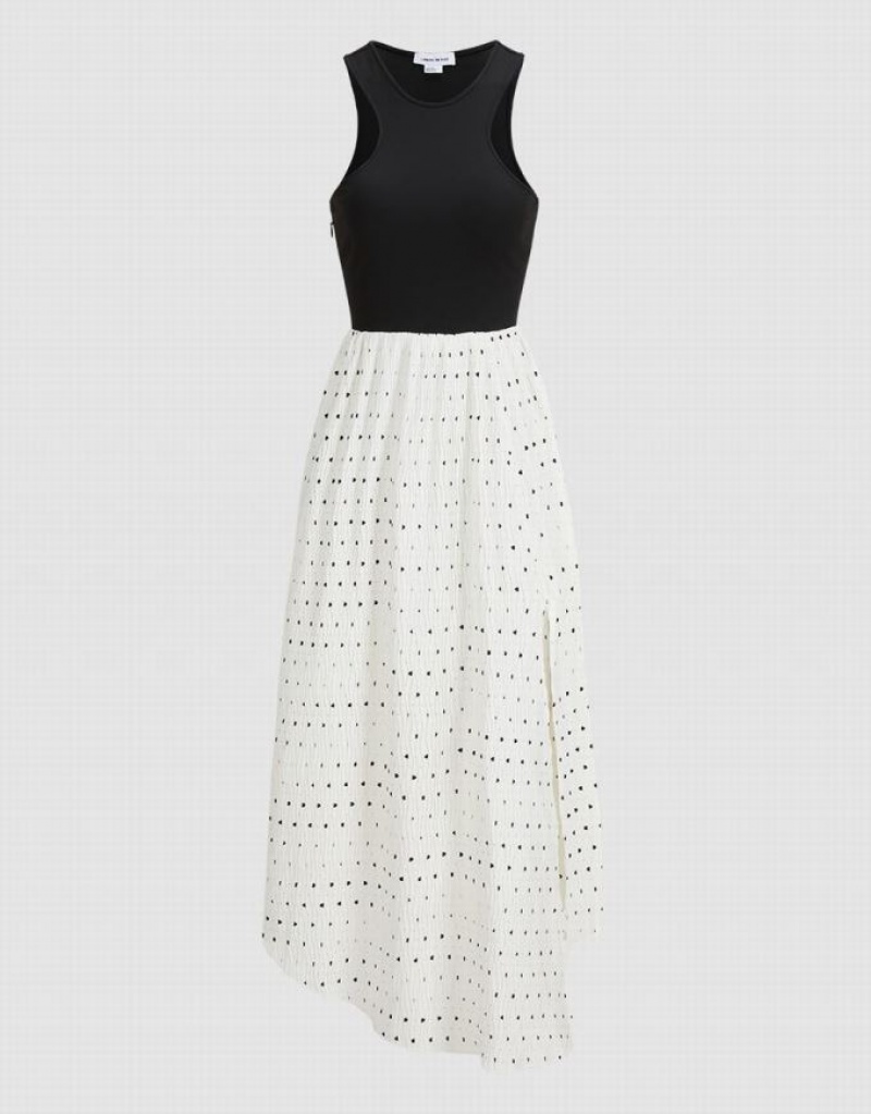 Urban Revivo Polka Dot Halter Women's Casual Dress White | GJKOTCW-95