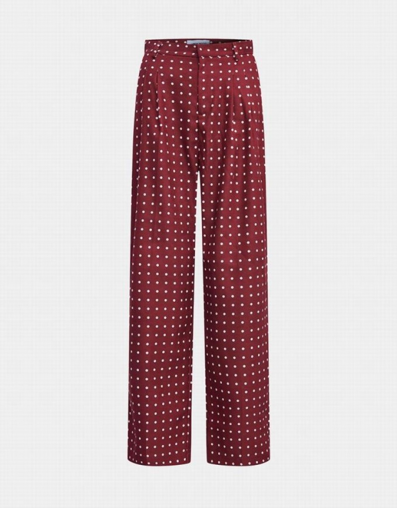 Urban Revivo Polka Dot Wide Leg Women\'s Pants Red | RVSDNHQ-45