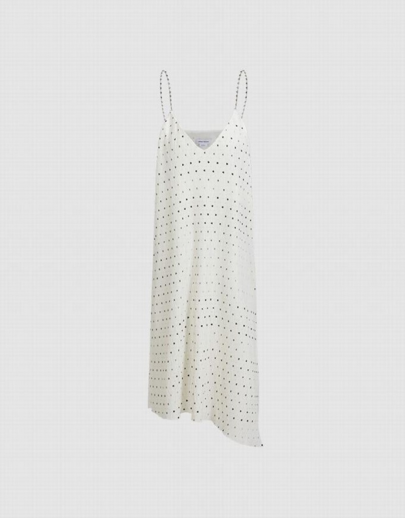 Urban Revivo Polka Dotted Strappy Women's Casual Dress White | IYTNQSC-06