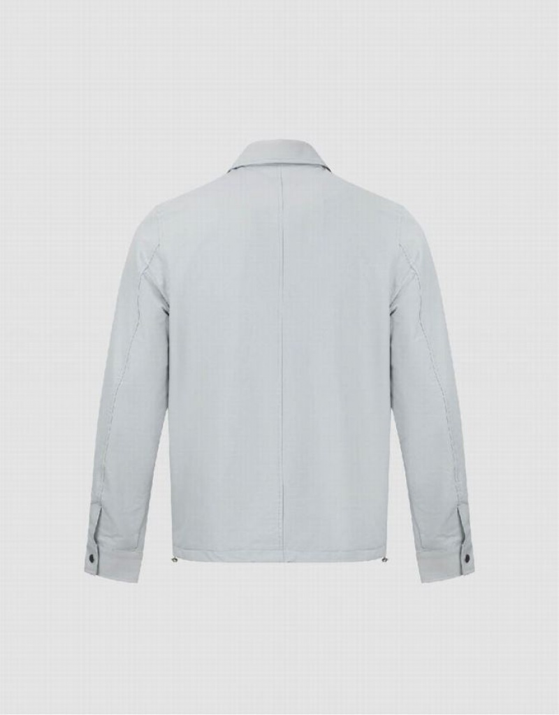 Urban Revivo Press Button Straight Men's Jacket Light Grey | NAHCKVP-65