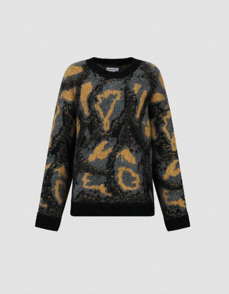 Urban Revivo Printed Crew Neck Loose Women's Sweaters Multicolor | DBMWURP-34