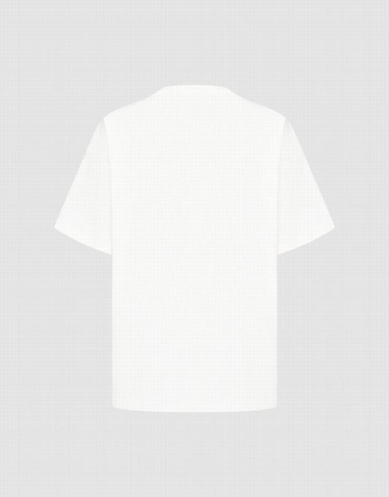 Urban Revivo Printed Crew Neck Straight Men's T-Shirts White | SEDVBNK-08