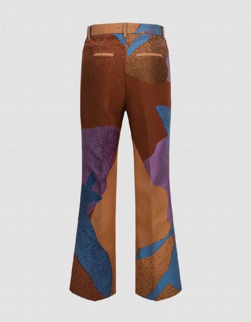 Urban Revivo Printed Flare Women's Pants Blue | EVUHRPO-61