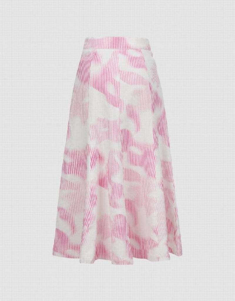 Urban Revivo Printed Midi Fishtail Women's Skirts Pink | VKYZHJU-70