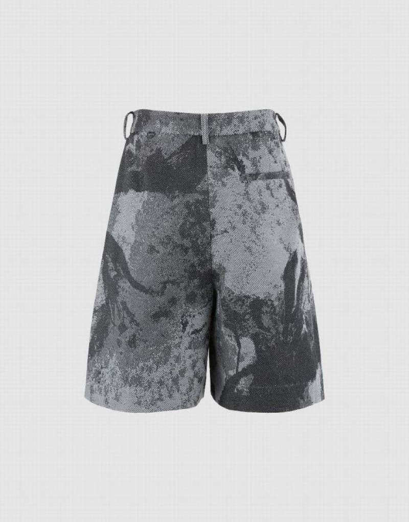 Urban Revivo Printed Oversized Women's Shorts Grey | FBZVELC-36