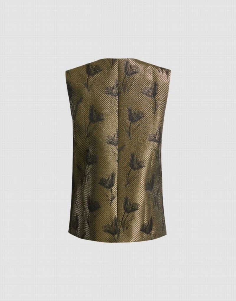 Urban Revivo Printed Women's Vest Gold | FPIVYTA-43