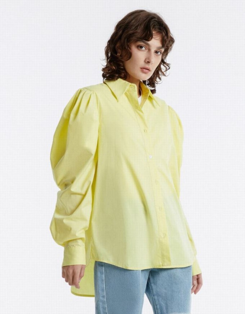 Urban Revivo Puff Sleeve Women's Shirts Green | NFKMSXT-34