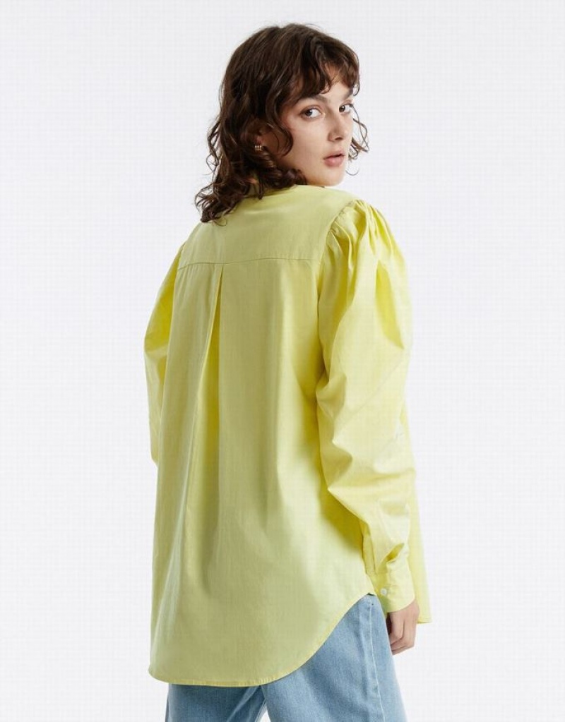 Urban Revivo Puff Sleeve Women's Shirts Green | NFKMSXT-34