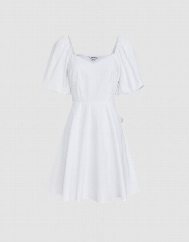 Urban Revivo Puff Sleeve Women's Short Dress White | UOYXFZM-29