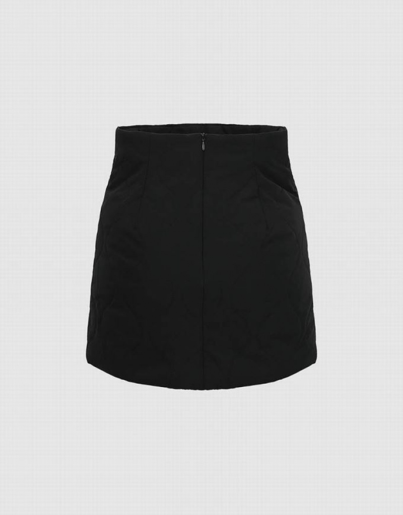 Urban Revivo Quilted Mini A-Line Women's Skirts Black | XEHMNFI-04