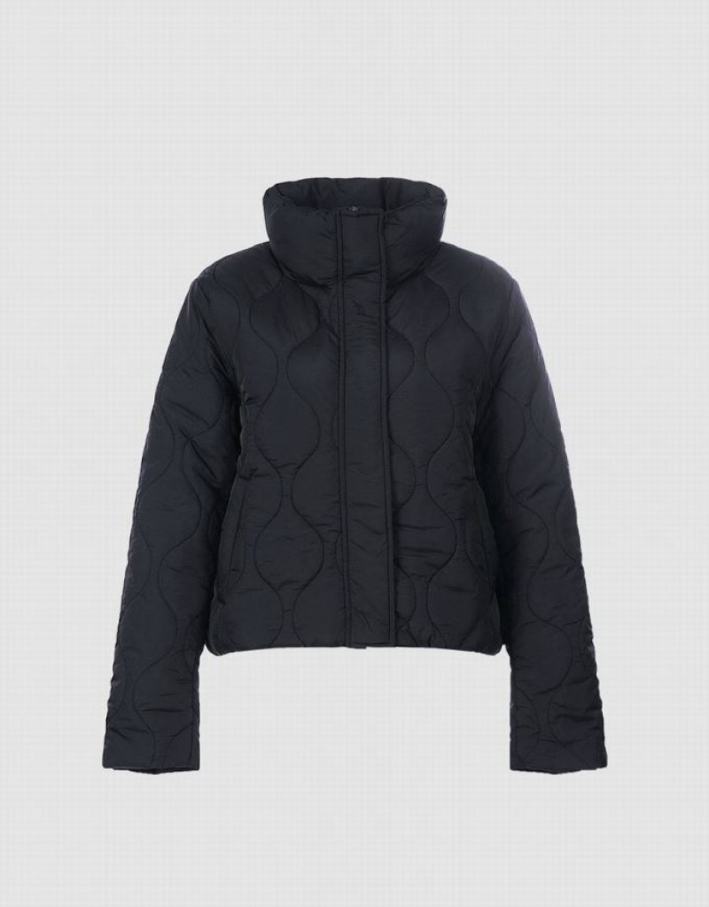 Urban Revivo Quilted Women's Puffer Jacket Black | CZTJWNF-81