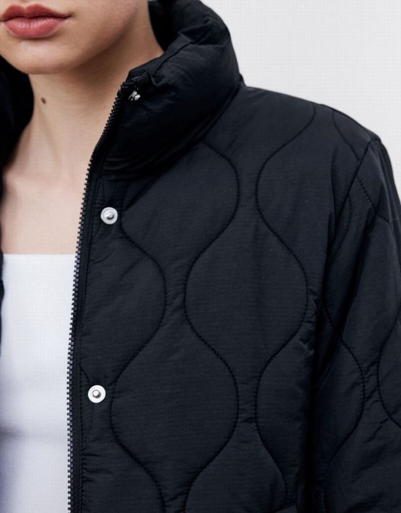 Urban Revivo Quilted Women's Puffer Jacket Black | CZTJWNF-81