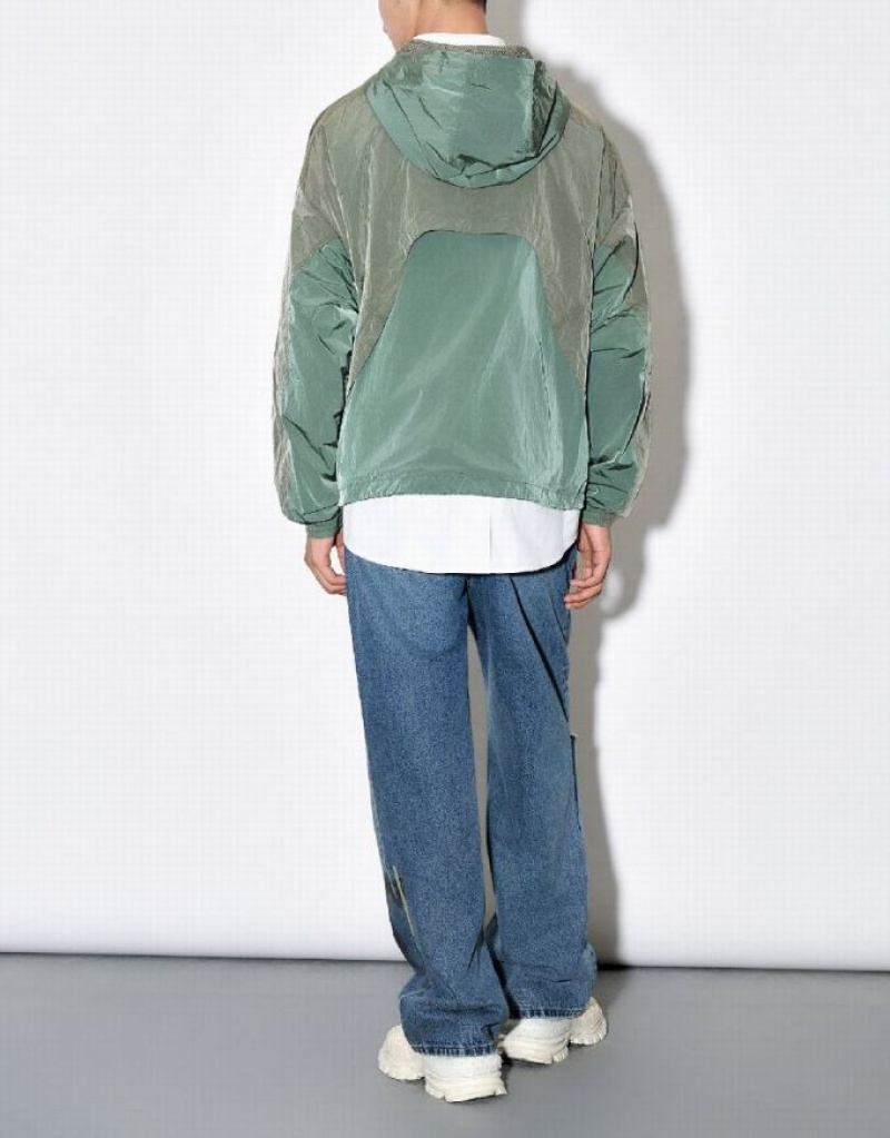 Urban Revivo Raglan Sleeve Loose Overhead Men's Blouse Green | DBZRHPL-67