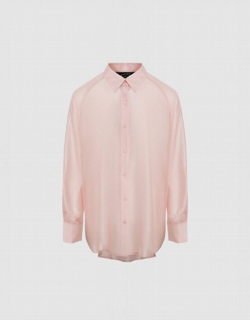 Urban Revivo Raglan Sleeve Straight Women's Shirts Pink | BQIPWFK-06