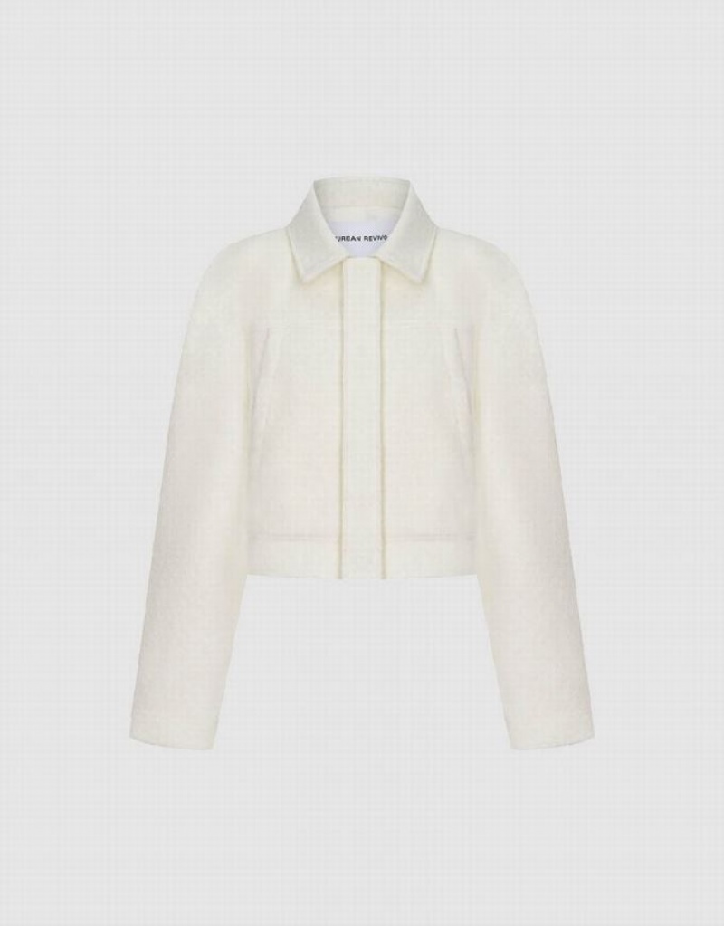 Urban Revivo Raglan Sleeve Woolen Women's Jacket White | UOTCFIZ-75