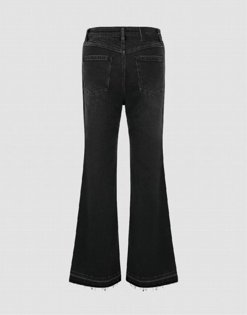 Urban Revivo Raw Hem Flare Women's Jeans Black | XZUGBKV-79