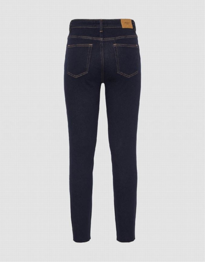 Urban Revivo Raw Hem Skinny Women's Jeans Blue | GFKNYZX-06