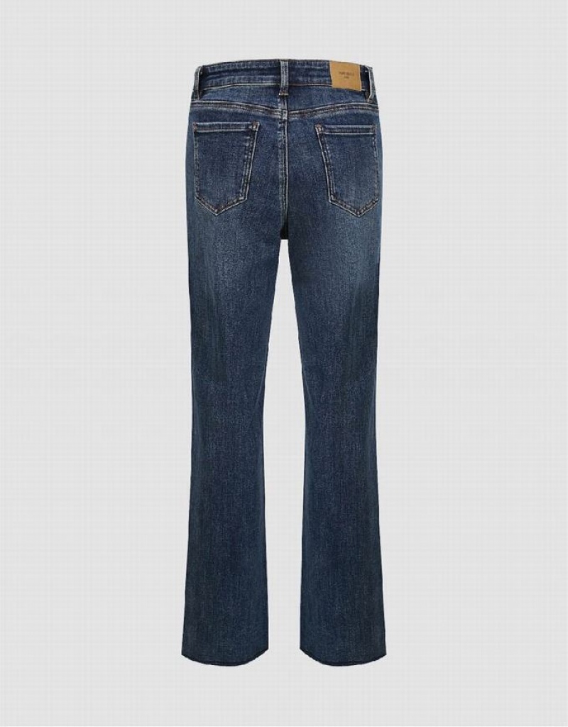 Urban Revivo Raw Hem Straight Women's Jeans Blue | VRDTPQG-04