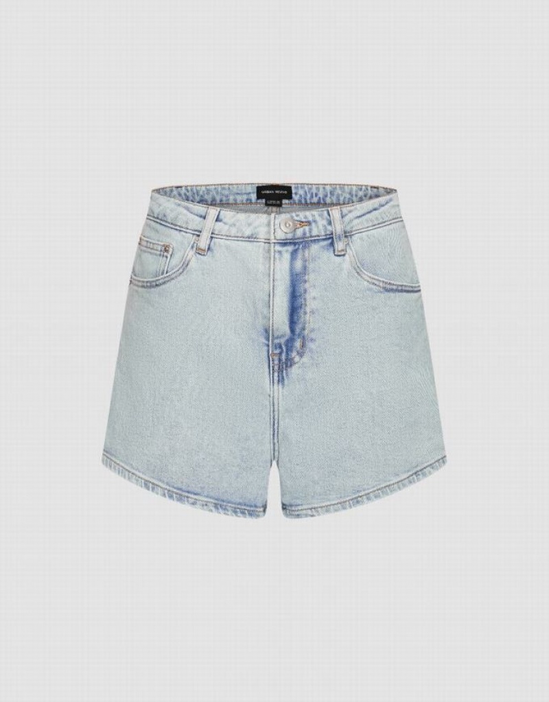 Urban Revivo Regular Women's Denim Shorts Blue | ASPBULN-63