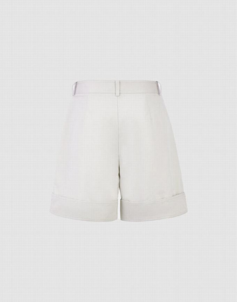 Urban Revivo Roll Up Hem Regular Women's Shorts White | OPCBGXE-54