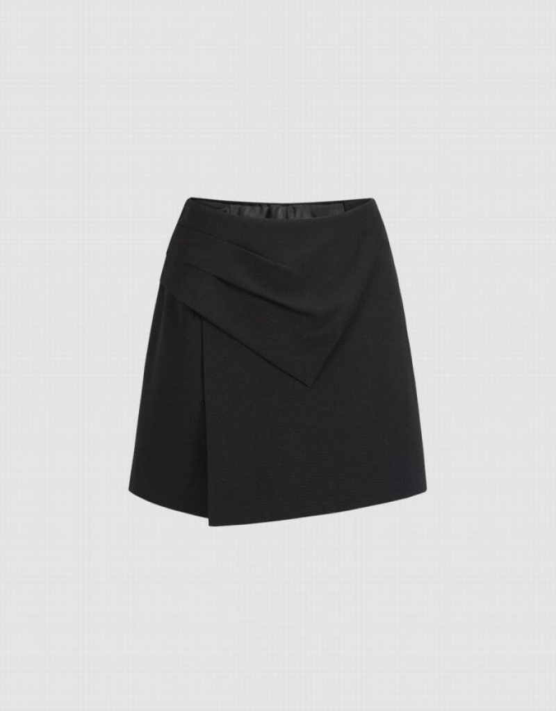 Urban Revivo Ruched Front Plain Skort Women\'s Shorts Black | KQPNCZR-25