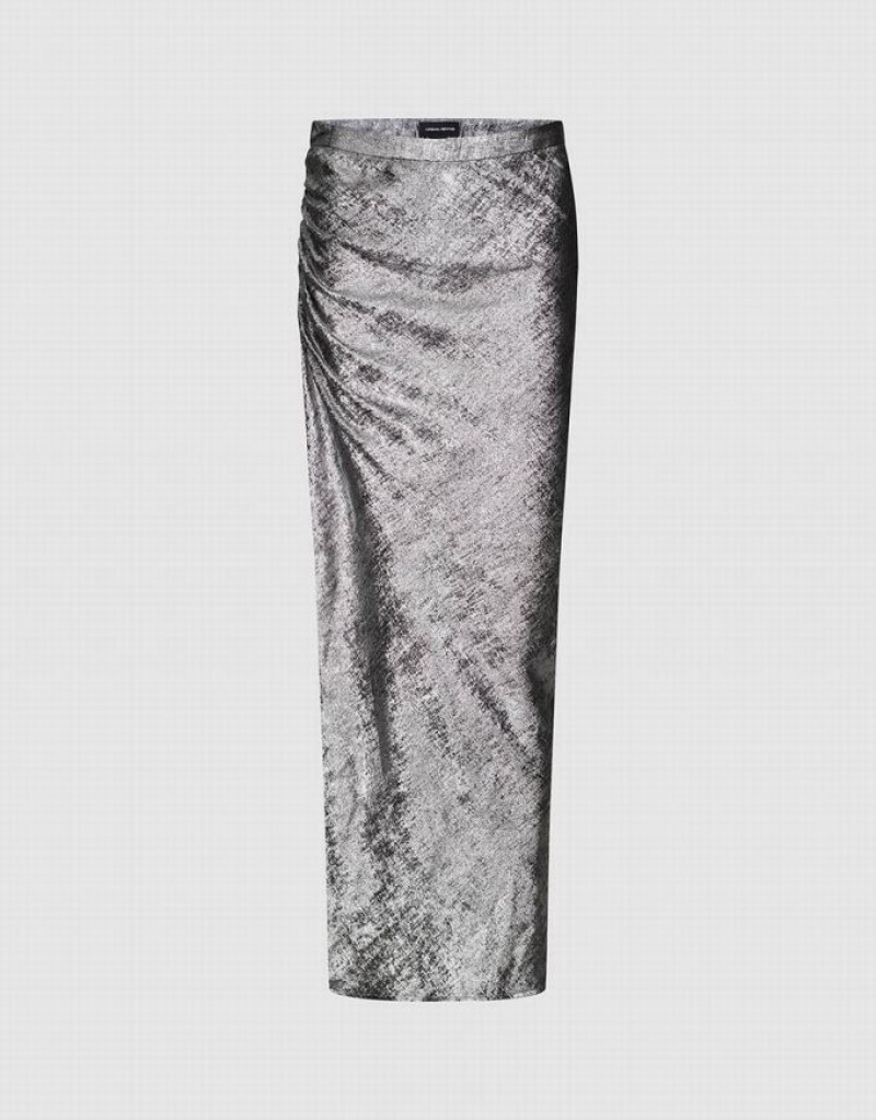 Urban Revivo Ruched Wrapped Straight Women\'s Skirts Silver | VETZCLS-30