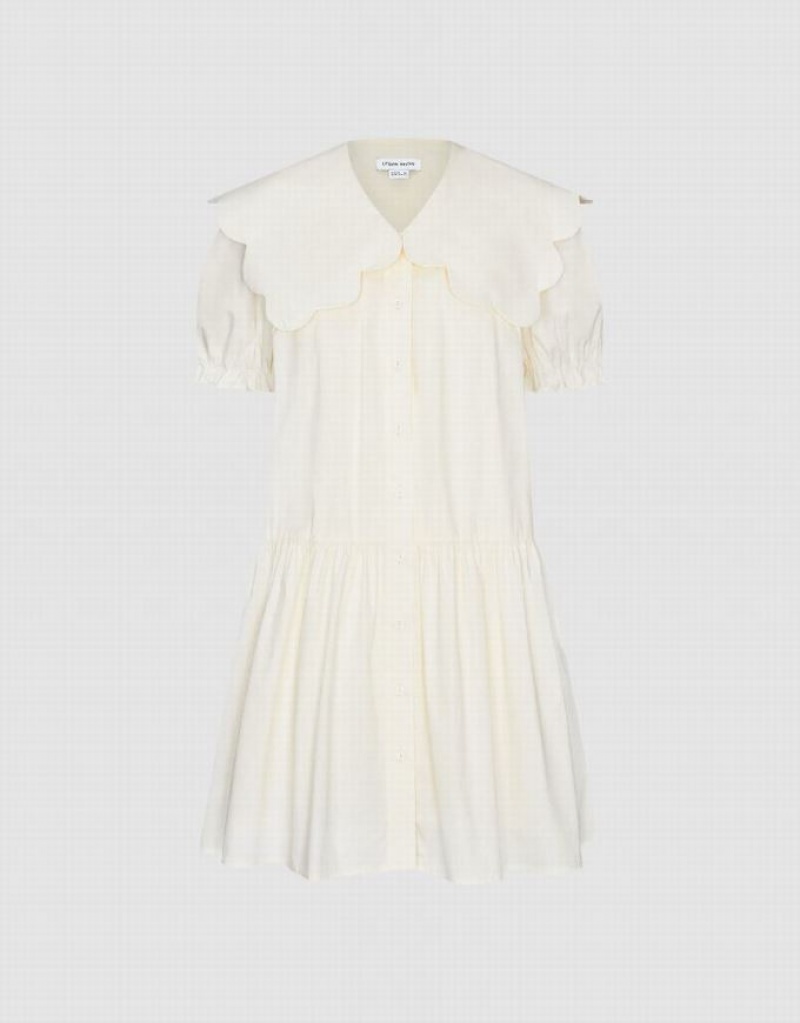 Urban Revivo Ruffle A-Line Women's Dress White | QUZSORG-57