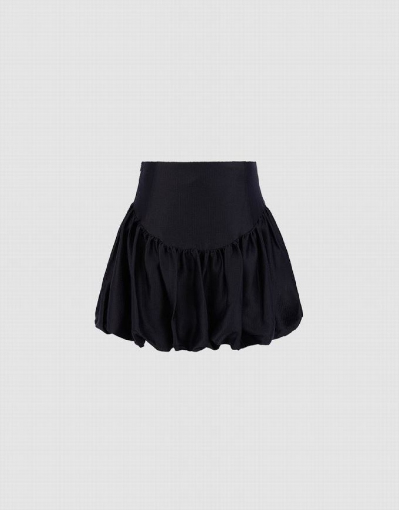 Urban Revivo Ruffle A-Line Women's Skirts Black | JRIXVCU-21