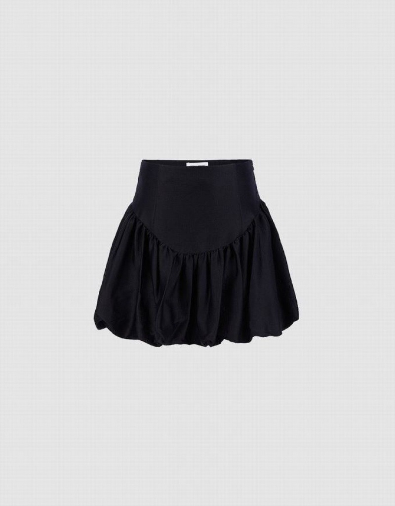 Urban Revivo Ruffle A-Line Women\'s Skirts Black | JRIXVCU-21