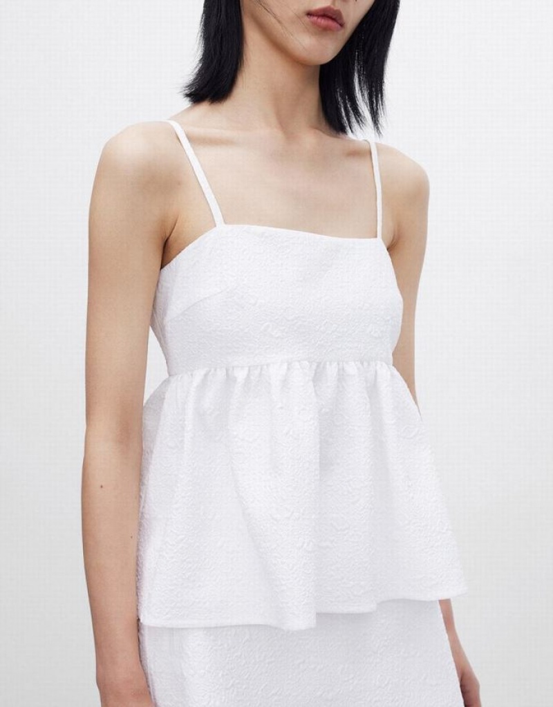 Urban Revivo Ruffle Hem Women's Camisole White | DPUIVHK-71