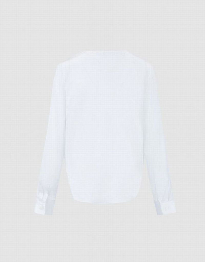 Urban Revivo Silk Effect Wrap Women's Blouse White | HGQAXKD-40